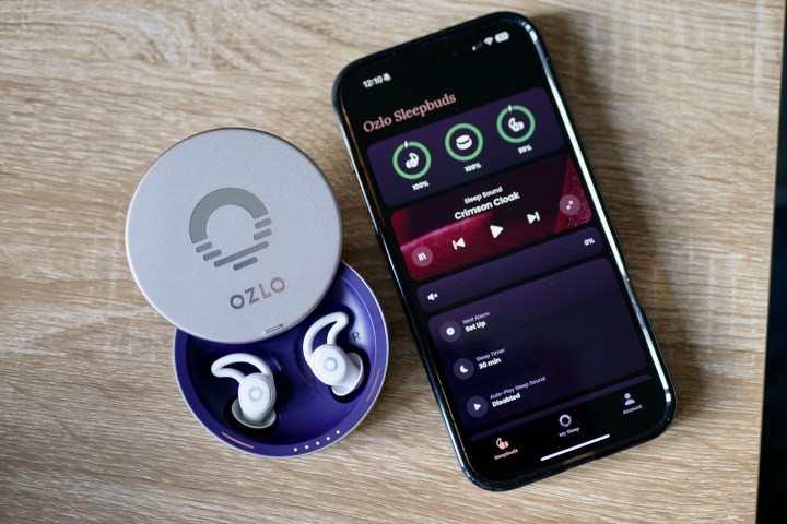 The Ozlo Sleepbuds with the app on an iPhone 16 Pro Max.