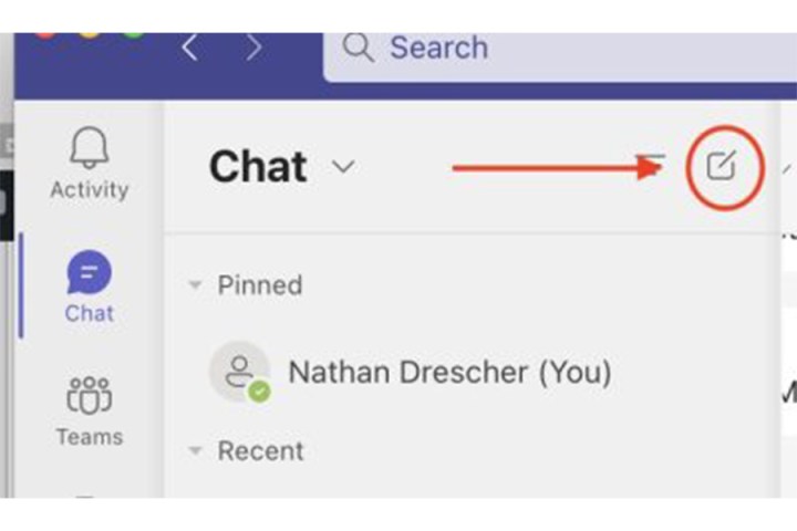 alt text: Microsoft Teams new chat window