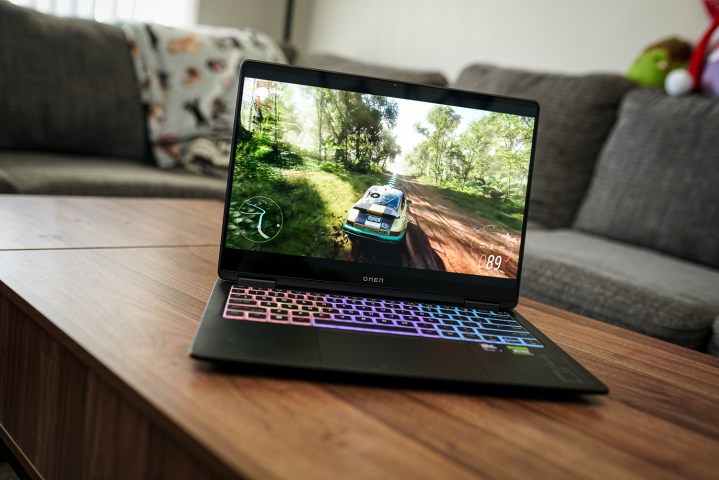 Forza Horizon 5 running on the HP Omen Transcend 14.