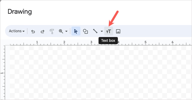 alt text: Text box option selected in Google Docs Drawing toolbar