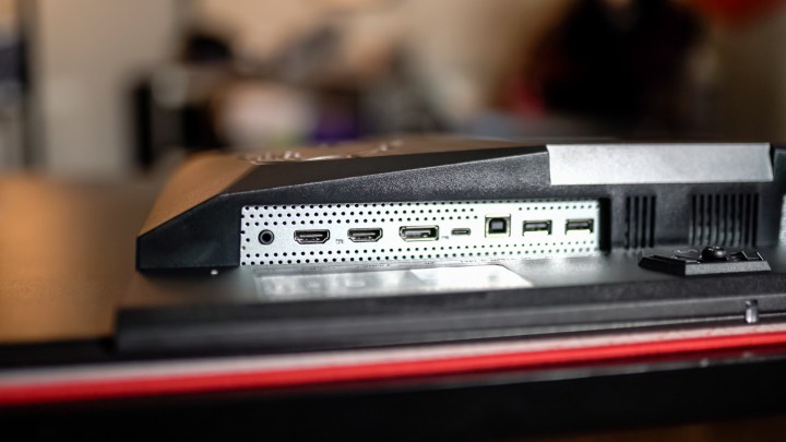 Ports on the MSI MPG 321URX monitor.