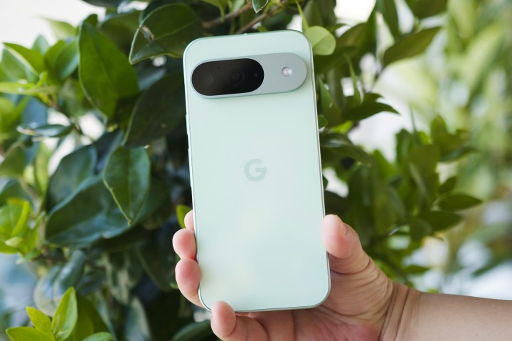 Someone holding the Google Pixel 9.