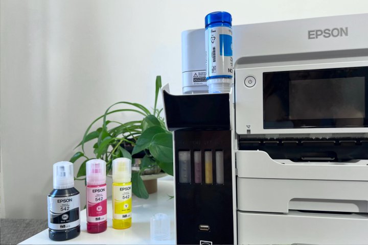 The Epson EcoTank Pro ET-5850 comes with two full sets of ink.