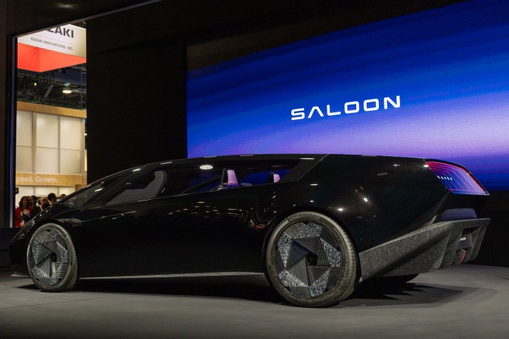 Interior view of the Honda Saloon concept EV at CES 2024, highlighting its futuristic design.