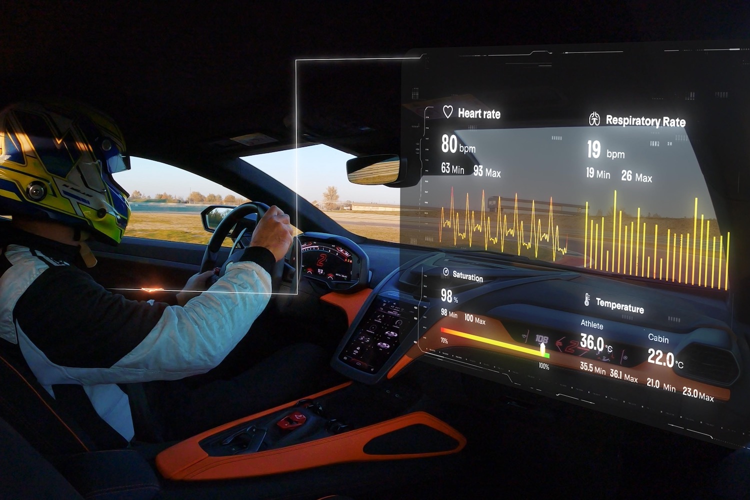 Data readout from the Lamborghini Telemetry X concept.