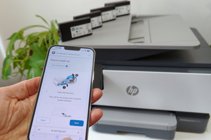 The HP Smart app guided me through the OfficeJet Pro 9125e setup.