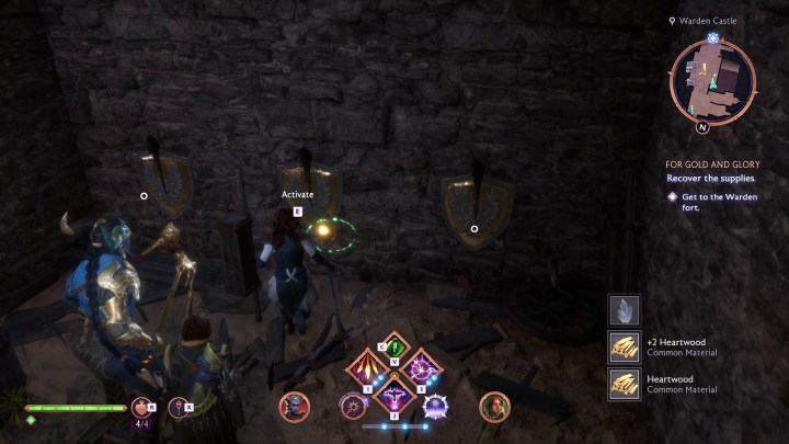 The three torches that need to be lit in a specific order to solve the first puzzle in Dragon Age: The Veilguard.