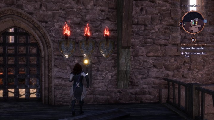 The three torches and lever puzzle within the Rivain Coast castle in Dragon Age: The Veilguard.