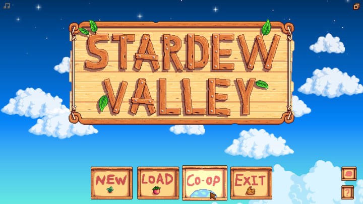 Stardew Valley co-op button on main menu.