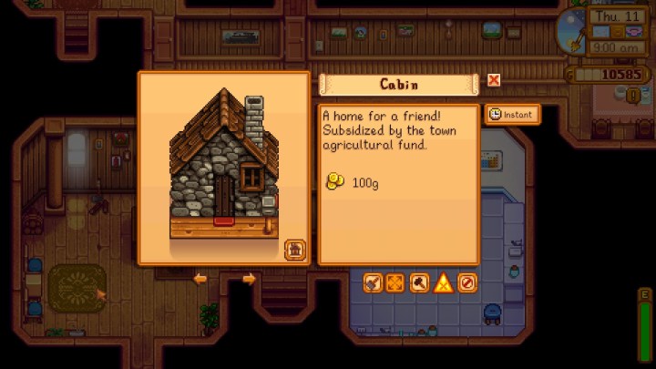 Stardew Valley build a cabin option in Robin