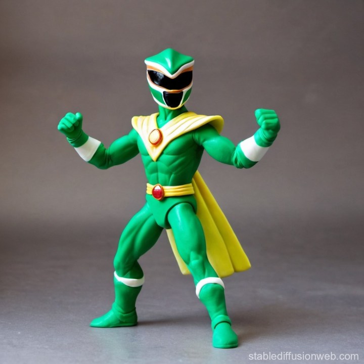 alt: AI-generated image of the Green Power Ranger made from clay using Stable Diffusion Online