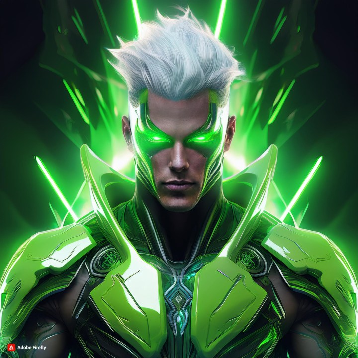 alt: AI-generated image of the Green Power Ranger created using Adobe Firefly