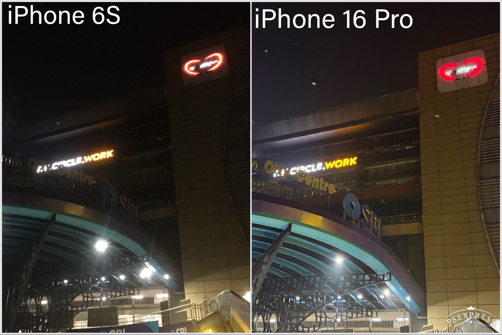 Comparison of pictures taken by iPhone 16 Pro and iPhone 6S depicting a metro tower.