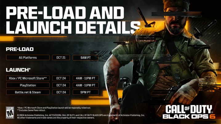 The launch and preload times for Black Ops 6.