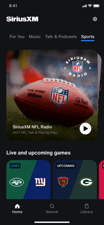 New SiriusXM app sports feed.