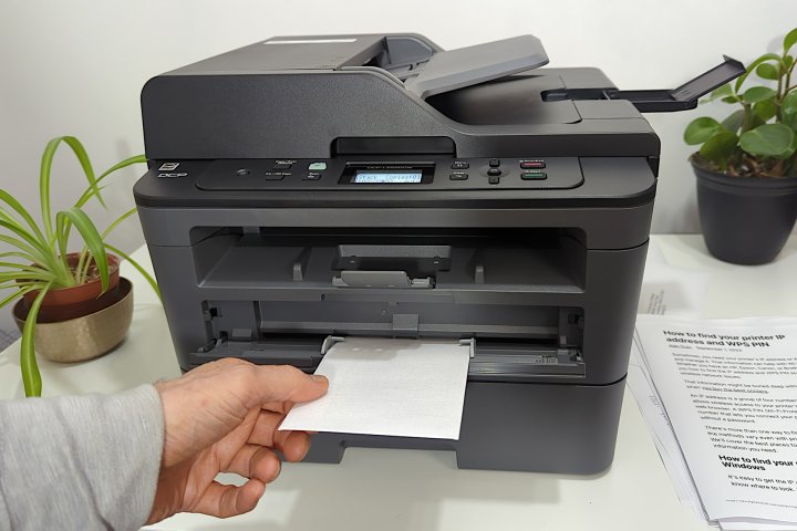 The manual feed tray is handy for envelopes and small labels.