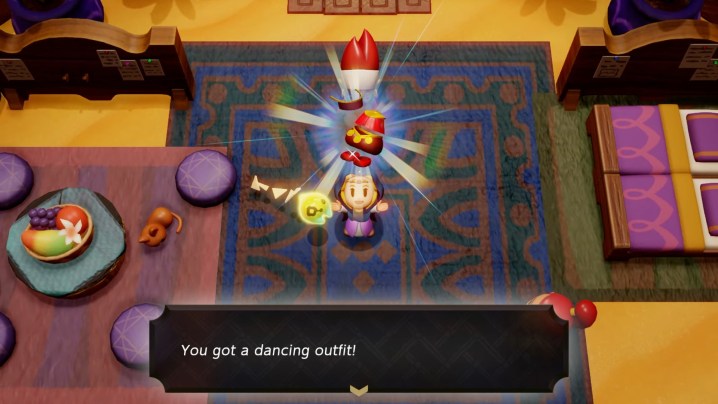 alt text: Zelda receiving the Dancing Outfit in Echoes of Wisdom.