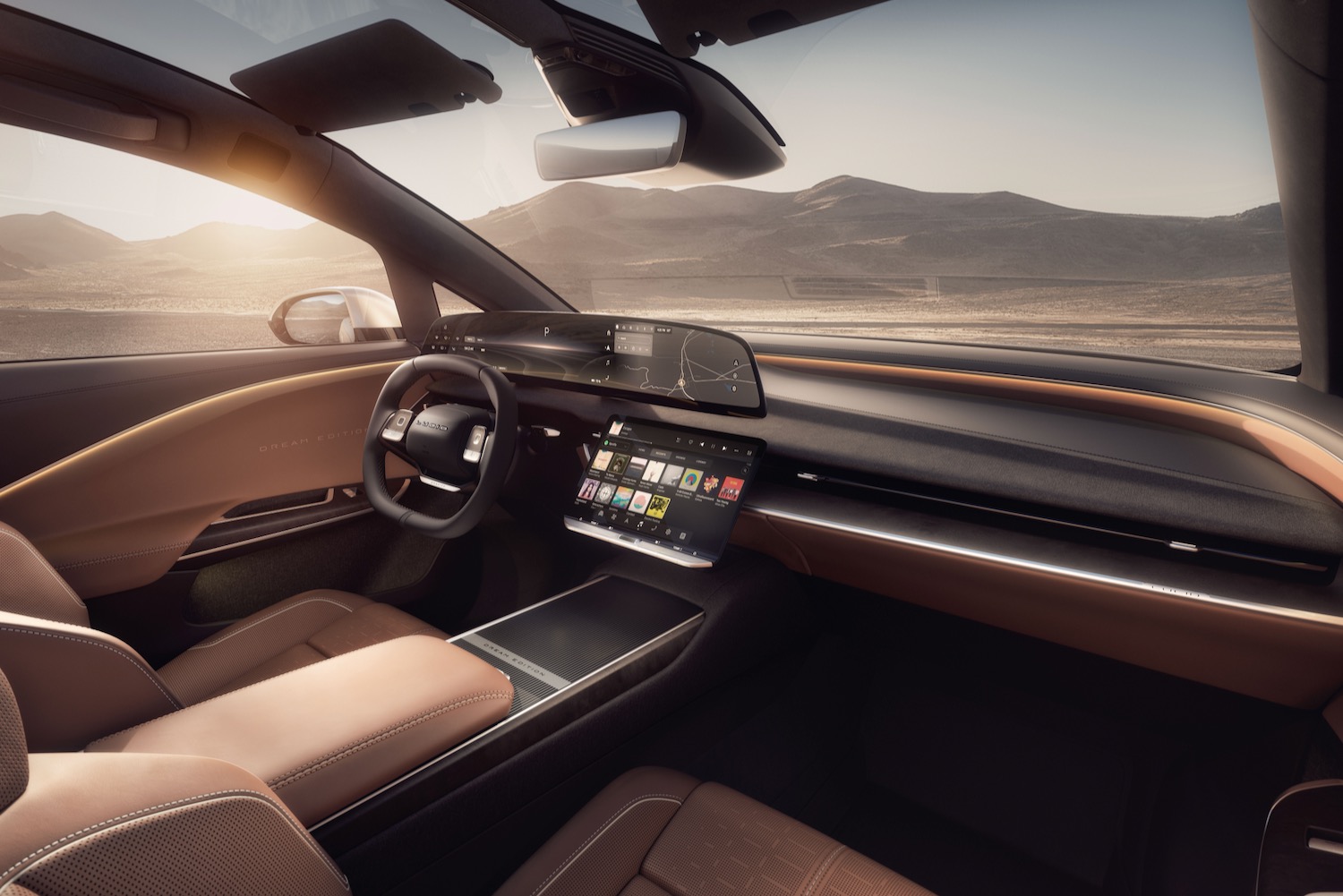 Dashboard of a Lucid Gravity electric SUV.