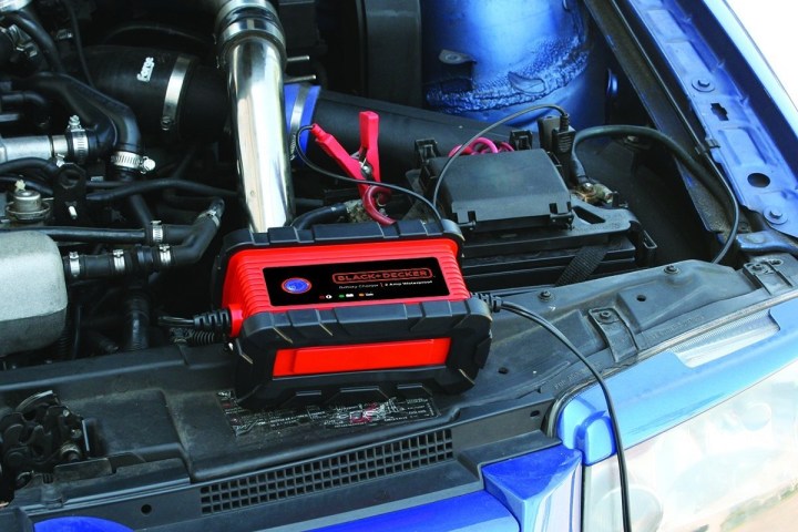 alt text: A portable car battery charger