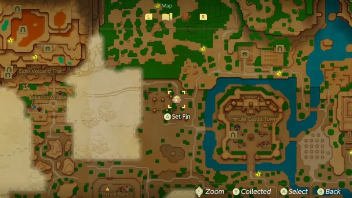 Map location in Hyrule Field in Echoes of Wisdom.