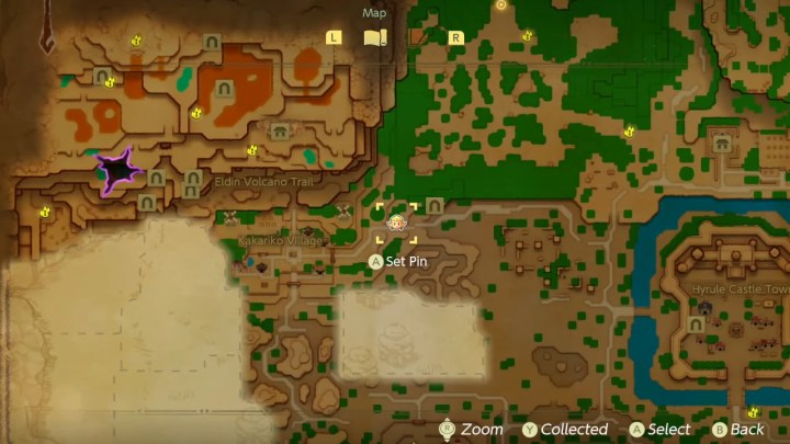 Map location in Echoes of Wisdom showcasing a dirt patch.