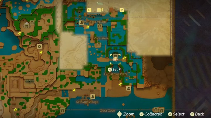 Map location at the entrance of Jabul Waters in Echoes of Wisdom.