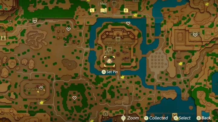 Map location of Hyrule Castle in Echoes of Wisdom.