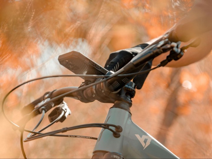 RokForm Rugged case attached to bike handlebars with RokLock