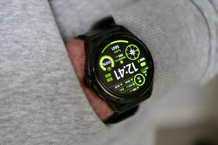 A person wearing the Mobvoi TicWatch Pro 5 Enduro.