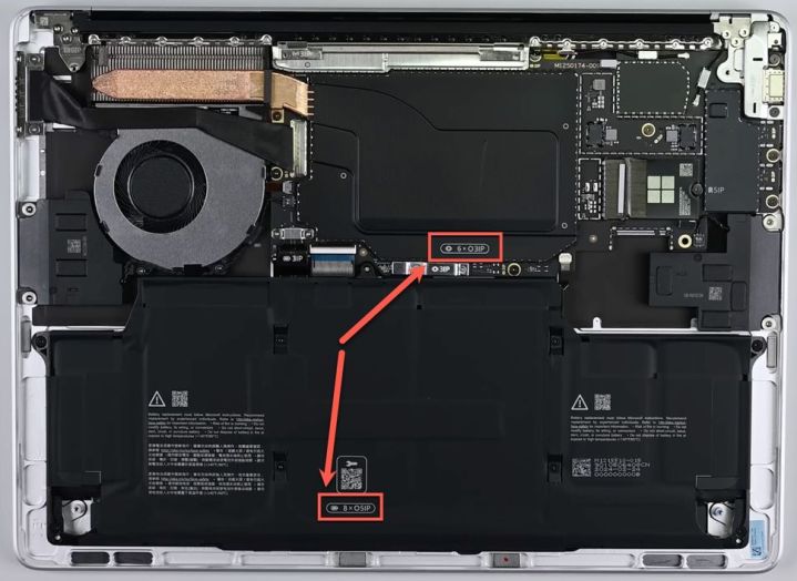 Inside of a Surface Laptop 7 with the Waayfinders highlighted