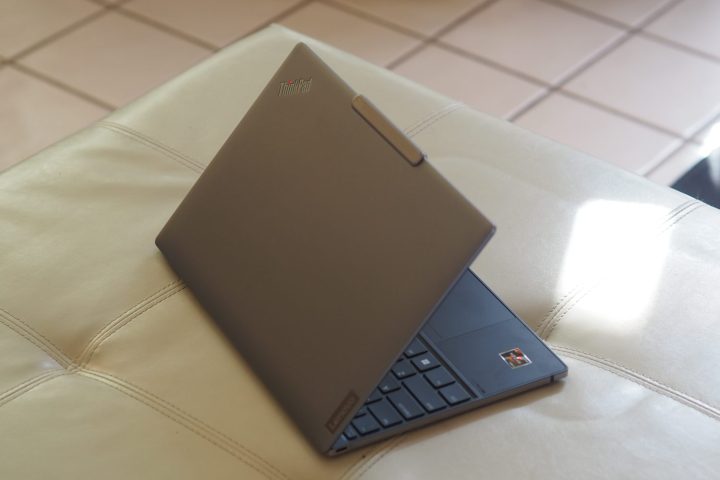 Lenovo ThinkPad Z13 Gen 2 rear view showing lid and logo.