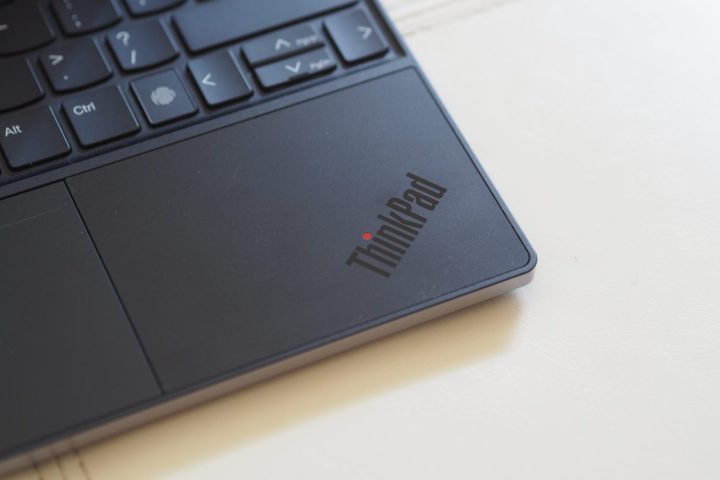 Lenovo ThinkPad Z13 Gen 2 top down view showing logo on palm rest.