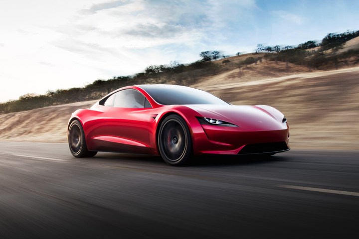 alt: The upcoming Tesla Roadster showcasing its sleek and futuristic design.