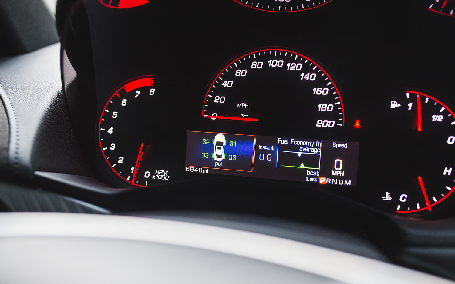 alt text: Example of a TPMS display on a car's dashboard