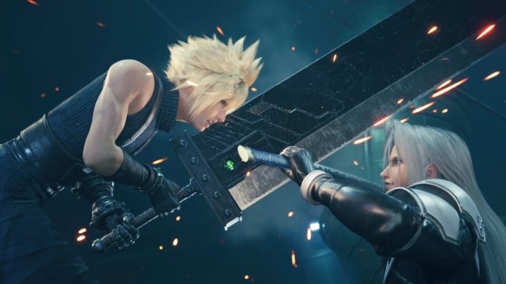 Cloud Strife and Sephiroth fighting in Final Fantasy VII Remake Intergrade