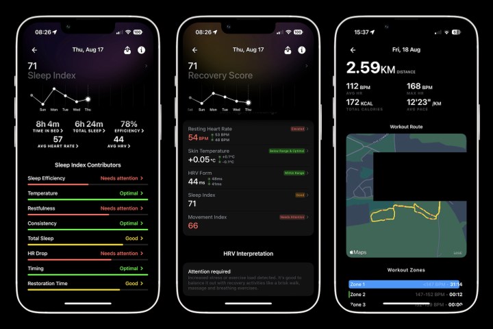 alt: Screenshots of the Ultrahuman Ring Air app displaying activity data and metrics.