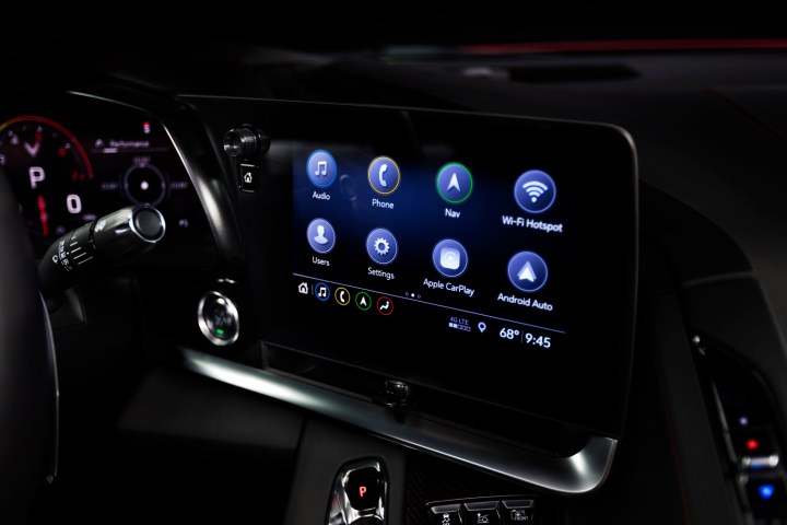 Interior of the 2020 Chevrolet Corvette Stingray showing the infotainment system