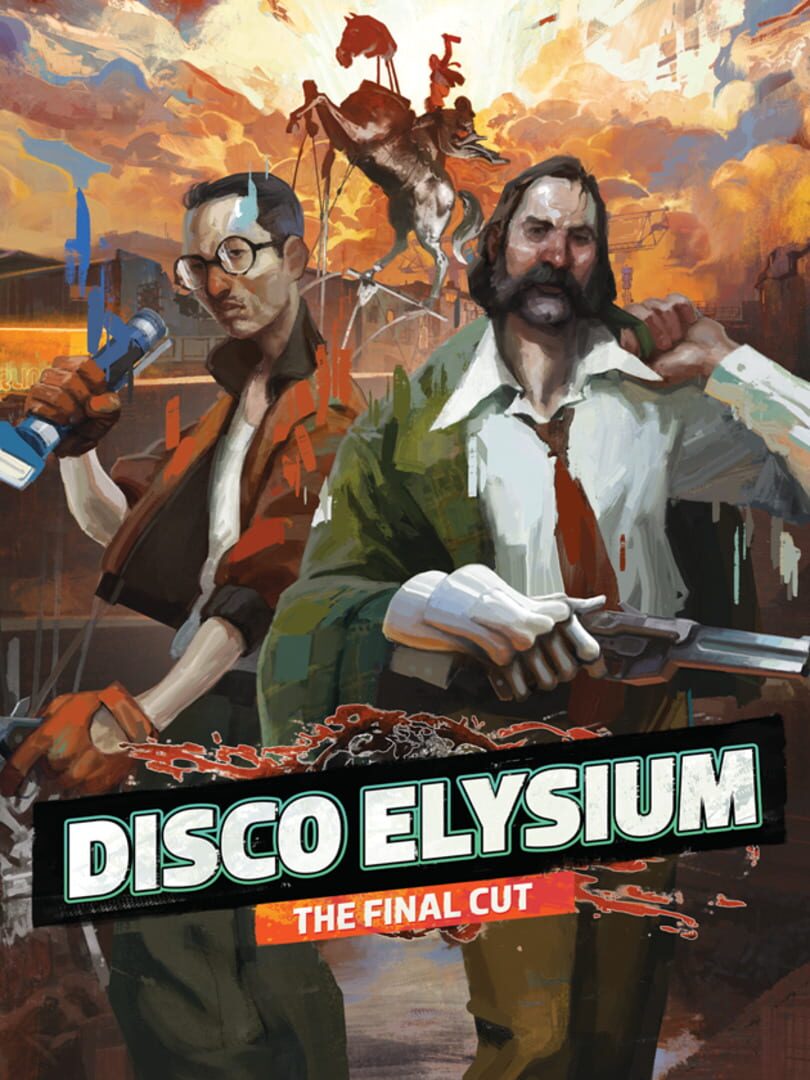 alt text describing image: A scene from Disco Elysium: The Final Cut showing the protagonist interacting with an NPC in a detailed, atmospheric environment.