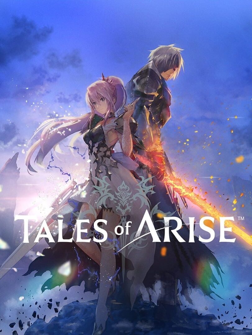 alt text describing image:  Promotional artwork for Tales of Arise showing the main characters in a dynamic pose against a scenic backdrop.