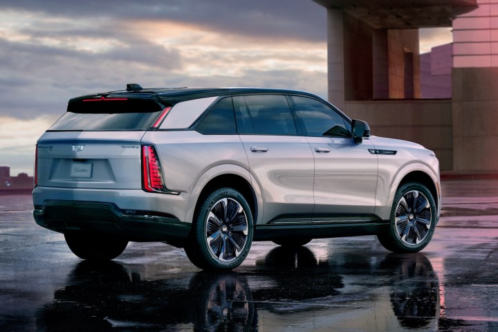 Rear three quarter view of the 2025 Cadillac Escalade IQ.