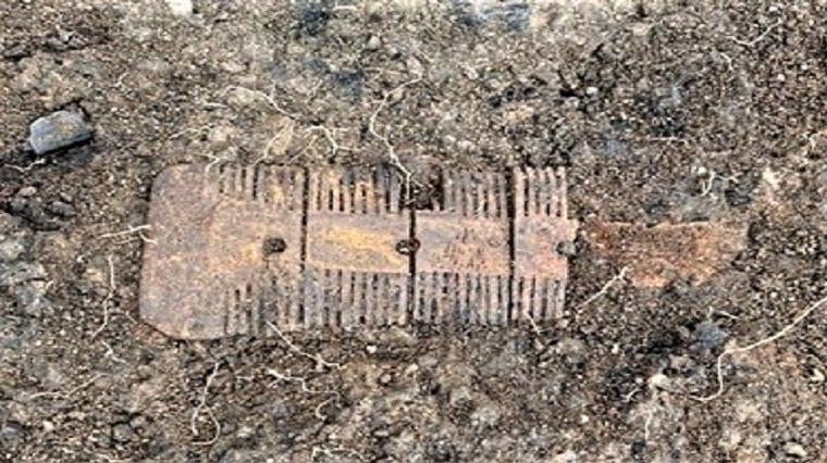 One of two bone combs found at the site.