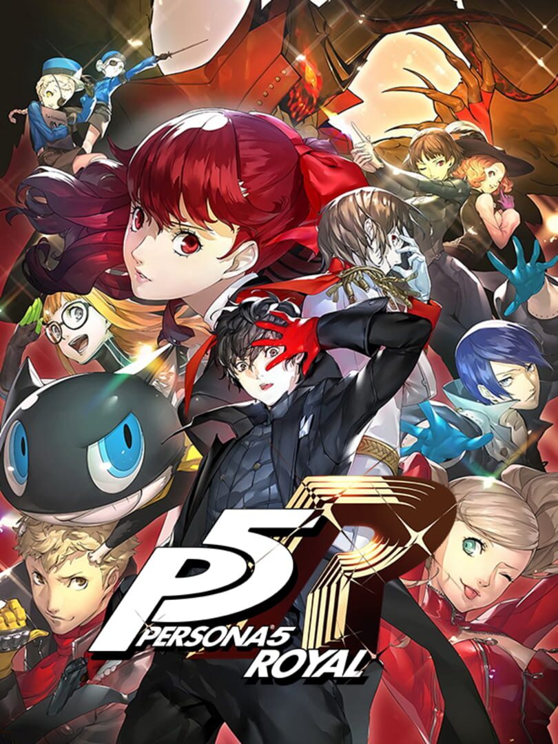 alt text describing image:  Promotional art for Persona 5 Royal showcasing the main characters in their phantom thief attire.