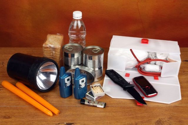 alt: Car emergency kit with various supplies