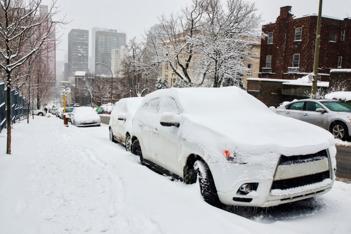 Stranded car in snow