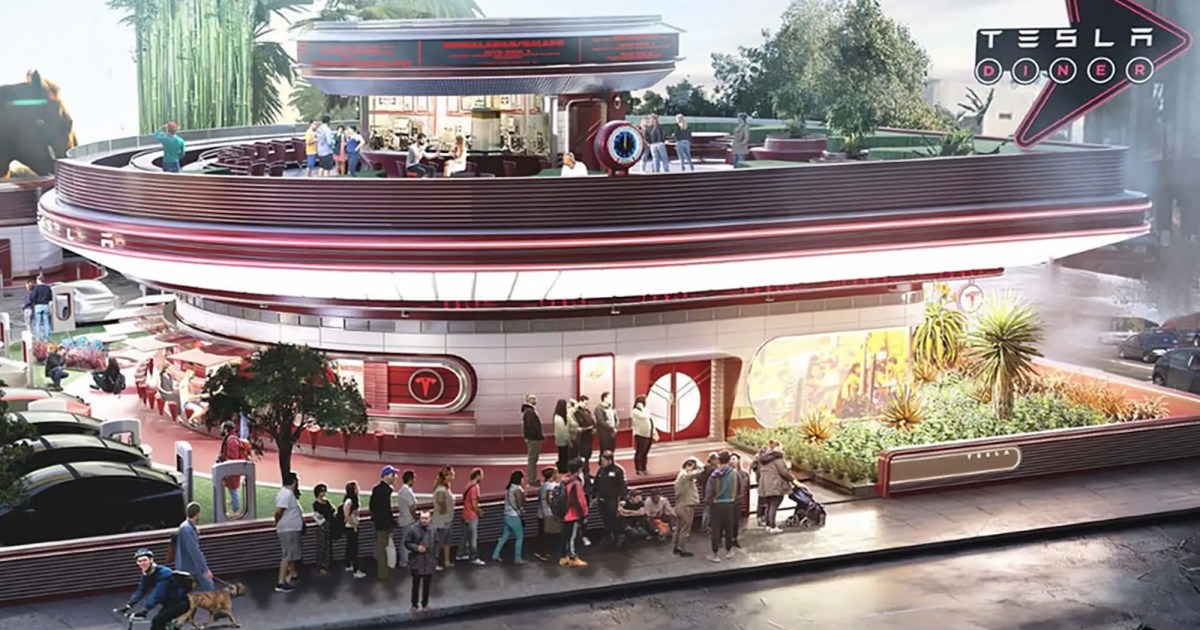 Tesla's Retro Diner and Drive-In Supercharger Station