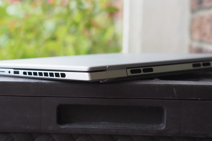 alt text: The rear view of the Dell Inspiron 16 Plus highlights its ventilation grills.