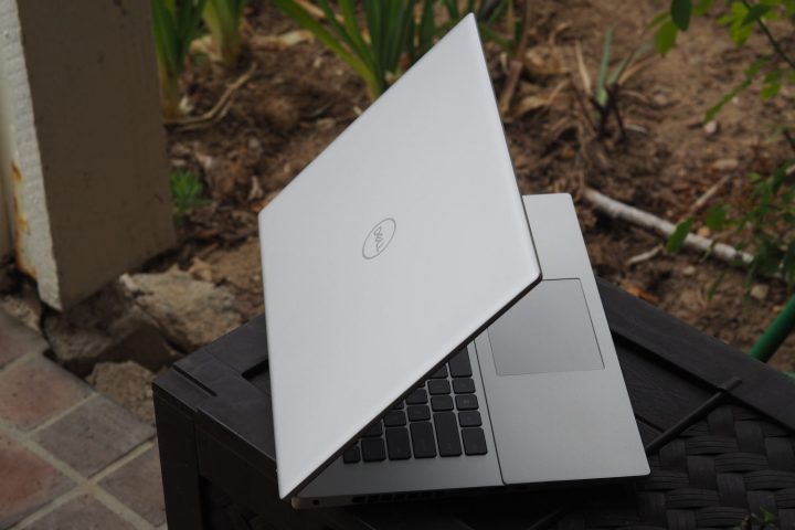 alt text: The rear view of the Dell Inspiron 16 Plus showcases its lid and Dell logo.