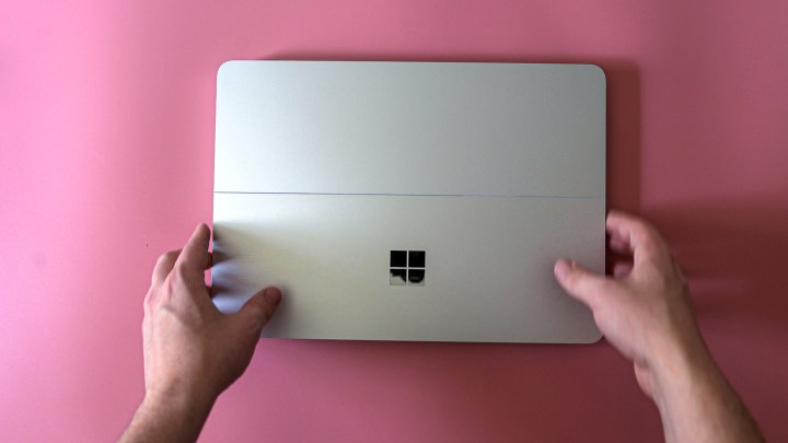 alt text: Close-up of the rear hinge of the Surface Laptop Studio 2.