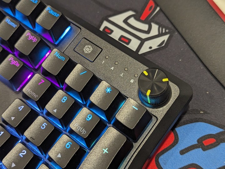 Function lights on the Corsair K70 Core keyboard.