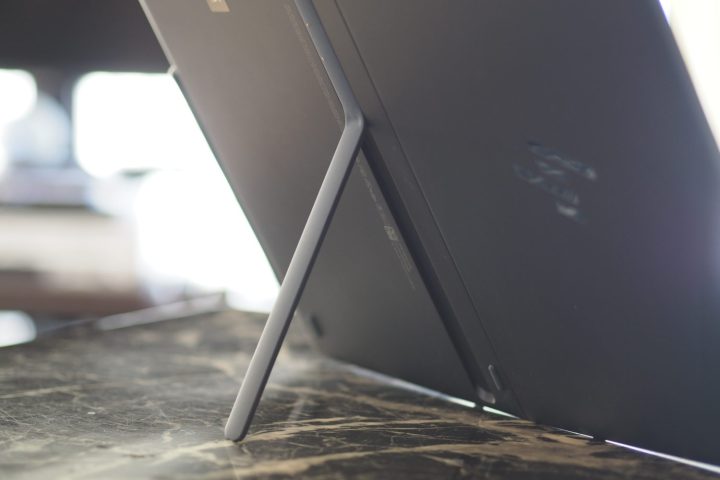 alt: A rear view of the HP Spectre Foldable PC highlighting the integrated kickstand design.